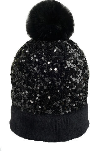 Pom Pom Beanie Unisex Beanie Knitted in Black color