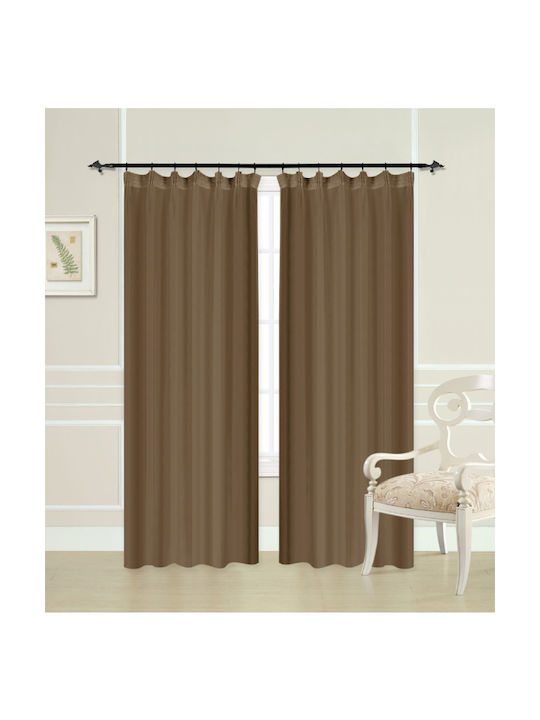 Import Hellas Curtain Blackout with Pencil Pleat Brown 270x270cm