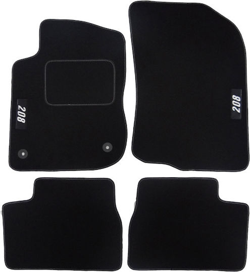 Rezaw Plast Satz Vorder- und Hintermatten 4Stück aus Teppichboden für Peugeot 208 2012-2019 Schwarz