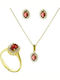 Paraxenies Set with Necklace , Earrings & Ring from Silver Gold Plated with Stones