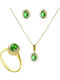 Paraxenies Set with Necklace , Earrings & Ring from Silver Gold Plated with Stones