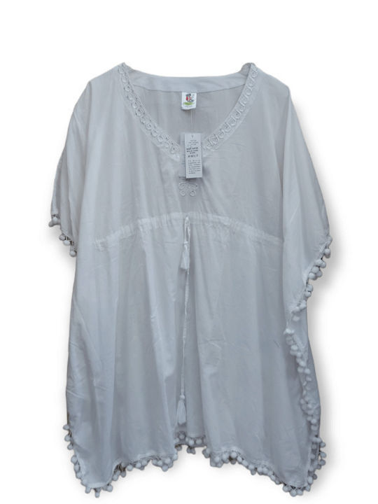 Rima Beachwear Feminin Scurt Caftan de Plajă Alb