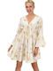 Potre Feminin Scurt Caftan de Plajă Auriu