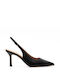Philippe Lang Leather Pointed Toe Black Heels with Strap