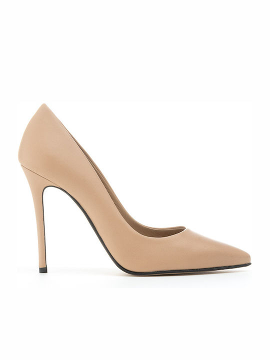 Philippe Lang Leather Pointed Toe Beige Heels