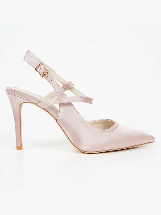Piazza Shoes Pointed Toe Beige Heels with Strap