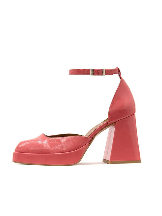 Angel Alarcon Leather Pink Heels with Strap