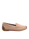 Leather Women's Moccasins in Beige Color