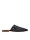 Flat Δερμάτινα Mules σε Μαύρο Χρώμα