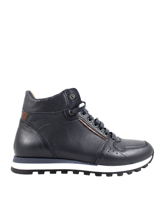 Leather Navy Blue Men's Boots