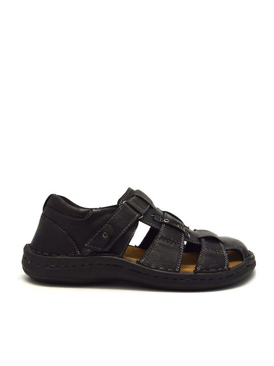 Leder Herrensandalen in Schwarz Farbe