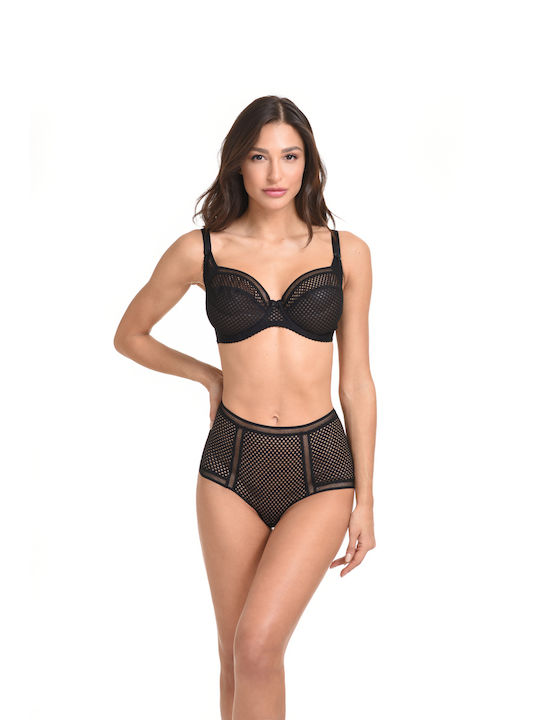 Miss Rosy Spitzen Unterwäsche-Set für Damen Bralette mit Boxer Schwarz