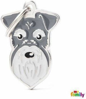 My Family Friends Schnauzer Идентификационен знак за куче Сив Метал Small