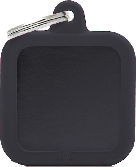 My Family HUSHTAGS Alluminium Dog ID Tag Black Metal Personalized