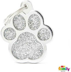 My Family SHINE Dog ID Paw Gray Metal Large