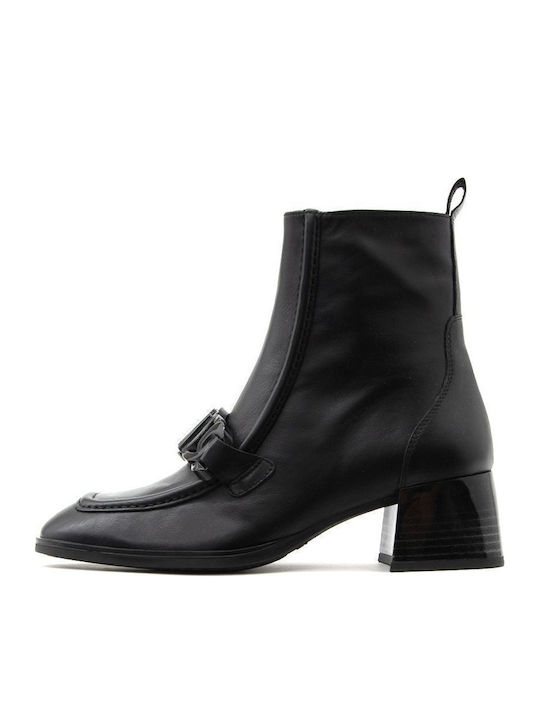 SOHO Leather Women's Ankle Boots with Medium Heel Black