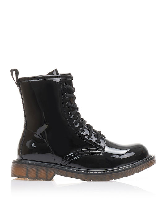 Women's Patent Leather Ankle Boots Black