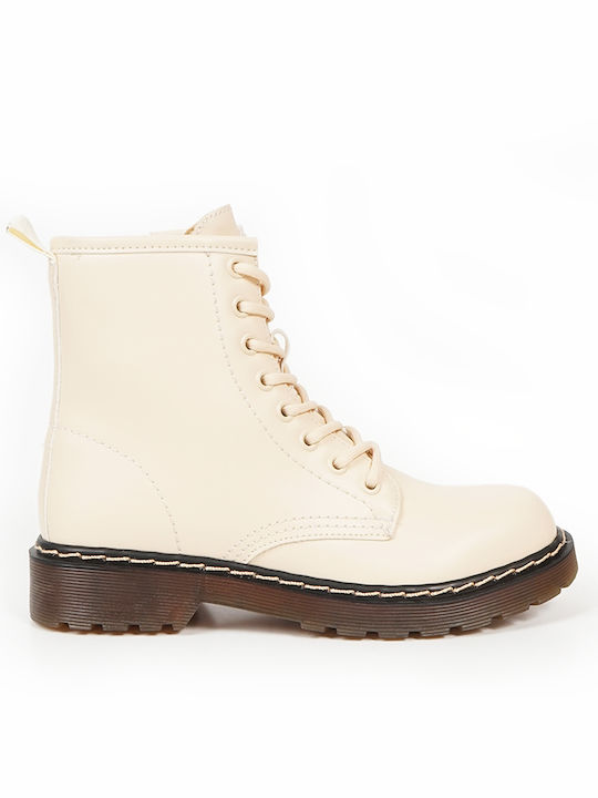 Piazza Shoes Women's Combat Boots Beige