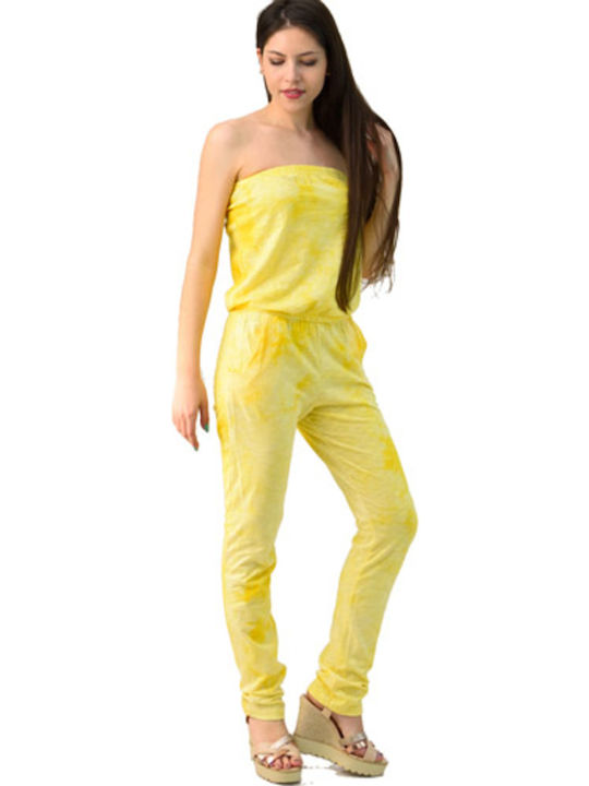 First Woman Women's Strapless One-piece Suit Yellow