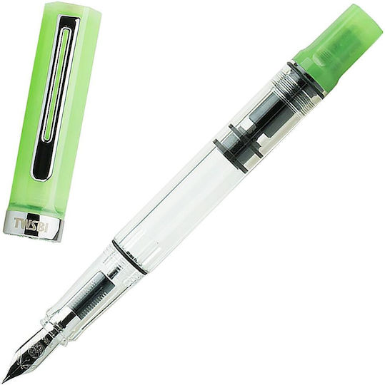 Twsbi Schreibfeder Fein Grün aus Plastik mit Rot Tinte
