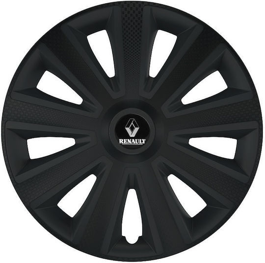 Versaco Car Hubcap Set Aviator Carbon with Renault Emblem 15" 4pcs Black