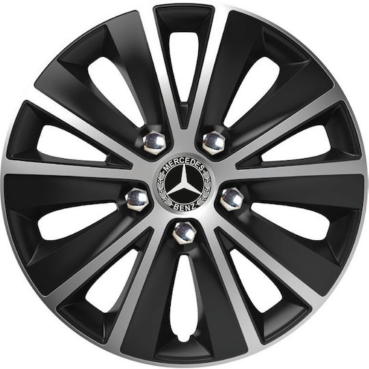 Versaco Set Capace de Roți Auto Rapide NC cu Compatibilitate Mercedes Benz 4 Bucăți 15" Negre