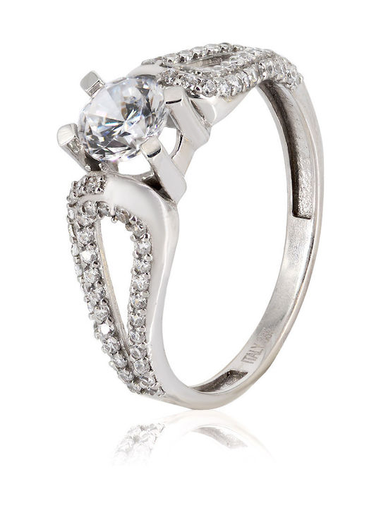 Tasoulis Jewellery Collection Единичен камък от Бяло злато 14K