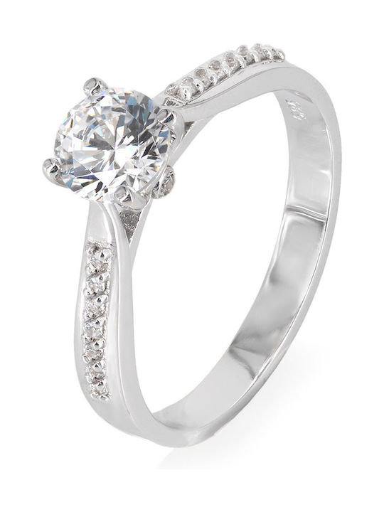 Tasoulis Jewellery Collection Μονόπετρο από Λευκόχρυσο 14K