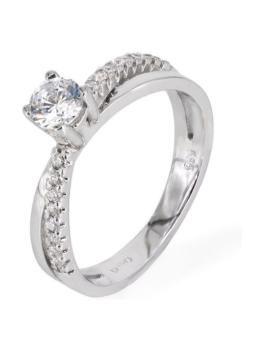 Tasoulis Jewellery Collection Μονόπετρο από Λευκόχρυσο 14K