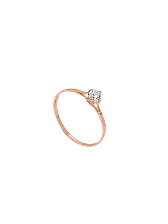 Mentzos Single Stone Ring of Pink Gold 14K