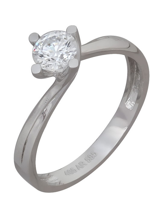 Kontopoulos Single Stone from White Gold 14K