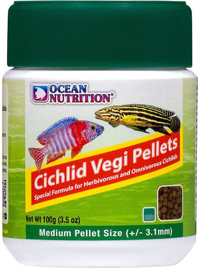 Ocean Nutrition Vegi Pellets MEDIUM Τροφή για Ψάρια Κιχλίδες με Σπιρουλίνα 100γρ.
