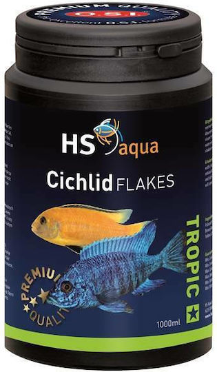 HS Aqua Τροφή για Ψάρια Κιχλίδες σε Νιφάδες 1000ml