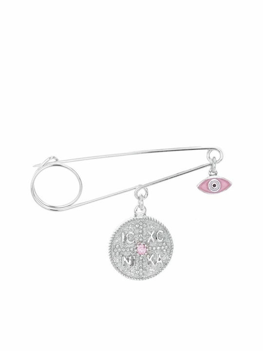 Paraxenies Child Safety Pin made of Silver with Constantinato for Girl