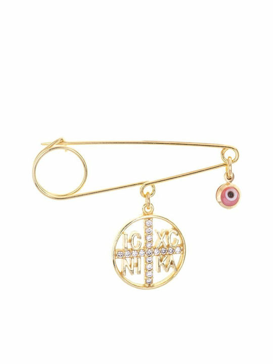 Paraxenies Child Safety Pin made of Gold Plated Silver with Constantinato for Girl