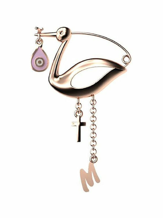 Paraxenies Child Safety Pin made of Gold Plated Silver with Cross for Girl