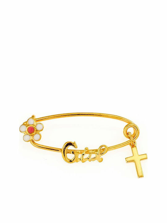 Paraxenies Child Safety Pin made of Gold Plated Silver with Cross for Girl
