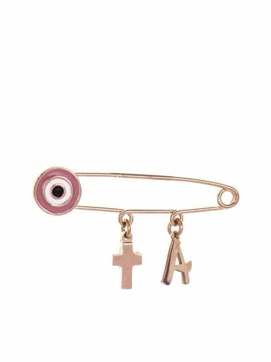 Paraxenies Child Safety Pin made of Gold Plated Silver with Cross for Girl