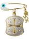 Roloi Kaliamanis Child Safety Pin made of Gold and White Gold 14K with Constantinato for Girl