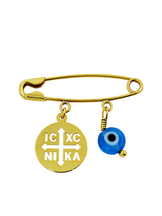 Roloi Kaliamanis Child Safety Pin made of Gold 9K with Constantinato for Boy