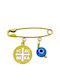 Roloi Kaliamanis Child Safety Pin made of Gold 9K with Constantinato for Boy