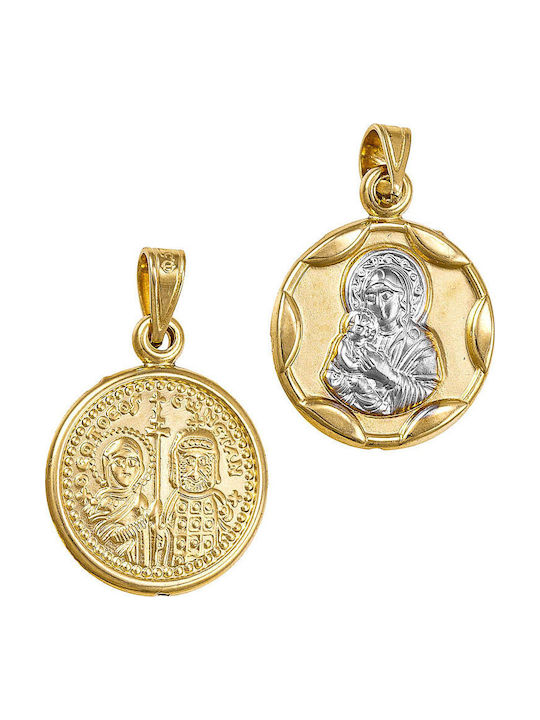 Papoulidis Jewellery Anhänger Kinder Amulett Beidseitig Konstantinato aus Gold 14K FY172