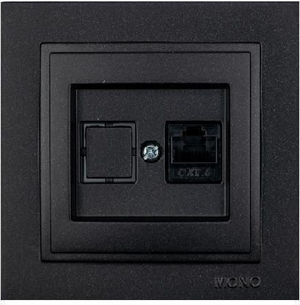 Mono Electric Single Network Socket RJ45 with Frame Type Cat6 in Gray Color 505-002036125