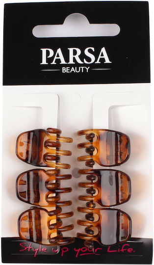 Parsa Σετ Κλαμεράκια για Μαλλιά Καφέ 6τμχ