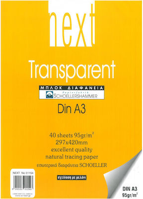 Next Natural Tracing Paper Album 40 Sheets A3 Transparent 95gr 29.7x42cm