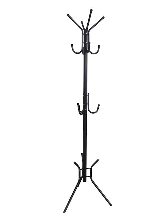 ArteLibre Metallic Coat Rack Black 36x36x176cm