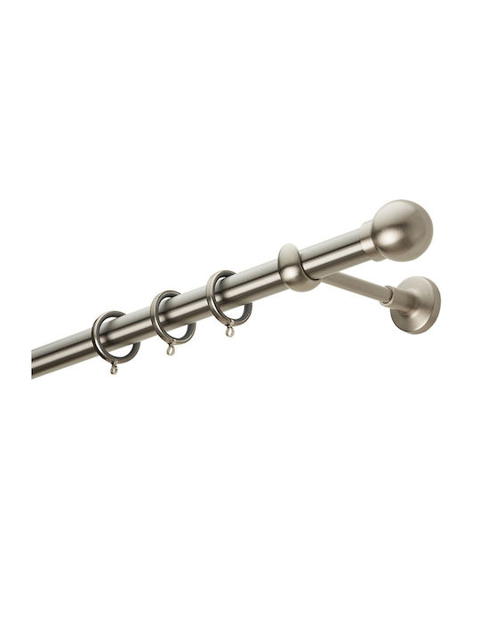Zogometal Μεταλλικό Κουρτινόξυλο E0058 Μονό Φ25mm 40εκ. Ασημί