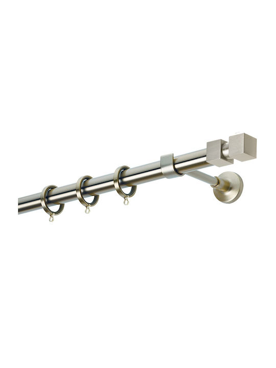 Zogometal Μεταλλικό Κουρτινόξυλο Μονό Φ25mm 40εκ. Ασημί