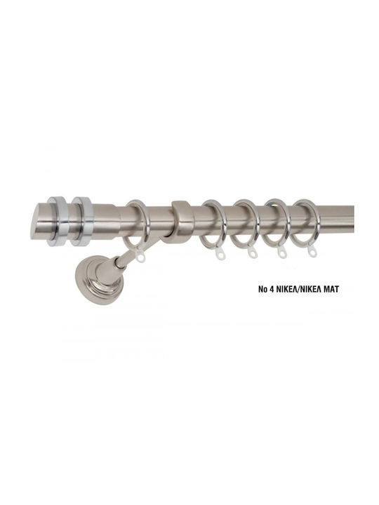 Import Hellas Μεταλλικό Κουρτινόξυλο No4 Μονό Φ25mm 220εκ. Ασημί