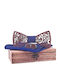 Legend Accessories Set Papion din lemn cu butoni si batista Maro